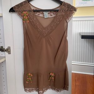 Odille vintage brown embroidered top